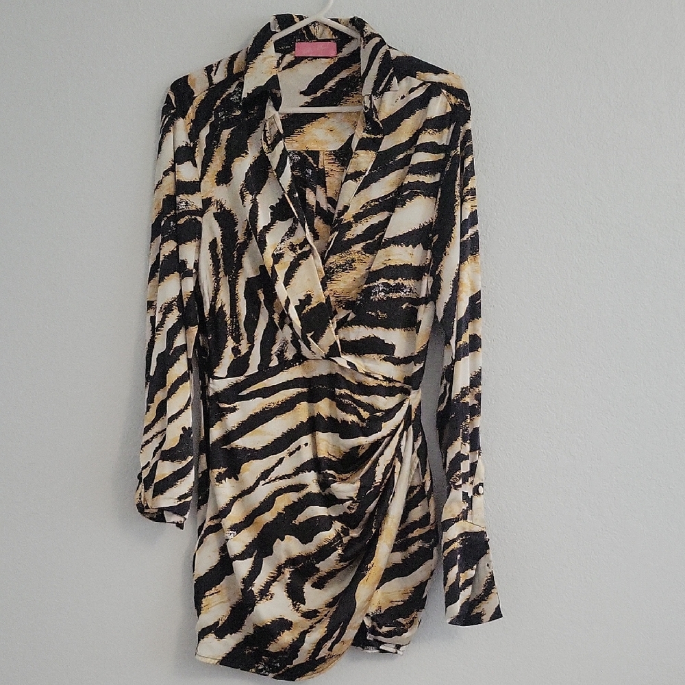 Asymmetrical Zebra Print Dress